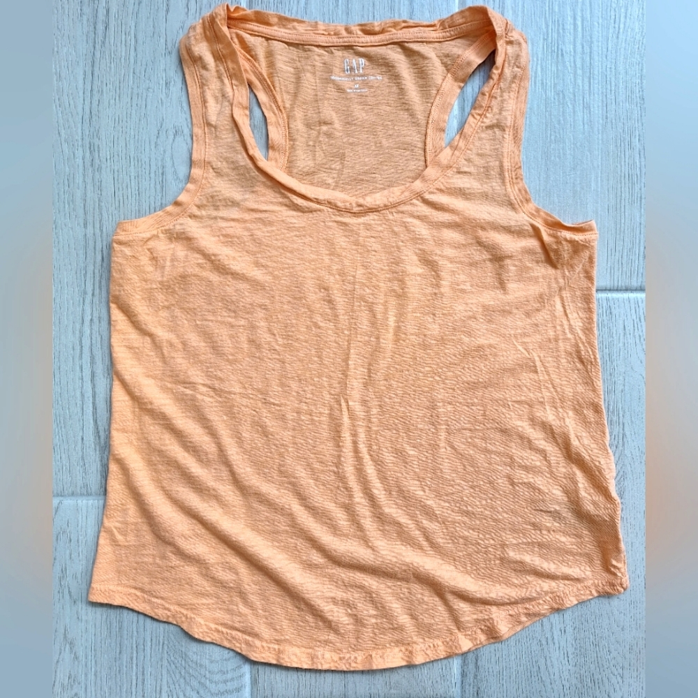 Gap women's tangerine orange racerback organic cotton tank, top - size medium